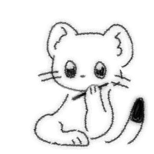 ペンを持ちながら頬杖をつくオコジョのイラスト